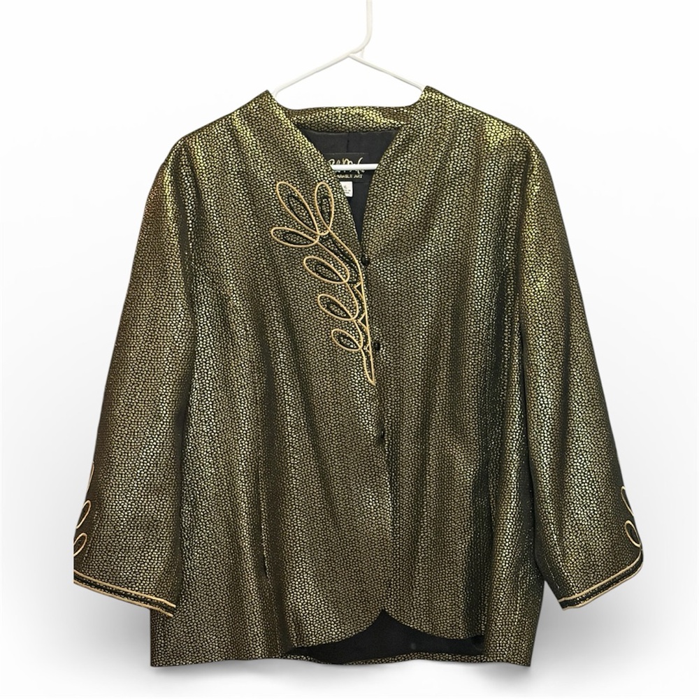 Vintage Bob Mackie Metallic Jacket with Embroidery Gold Women’s X-Large